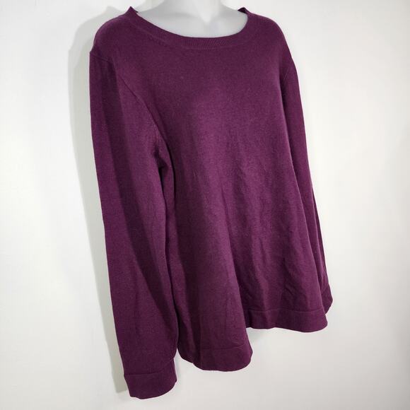 J Crew Sweater Womens Large Teddie Crewneck Cotton Wool Blend Purple Classic - Picture 4 of 9